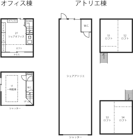 シェアアトリエ　平野の間取り図