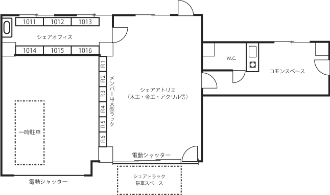 シェアアトリエ　杭全の間取り図